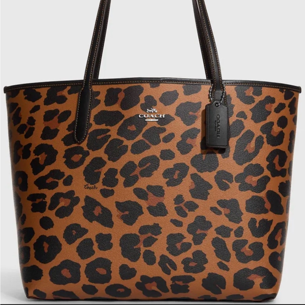 Coach leapord city tote